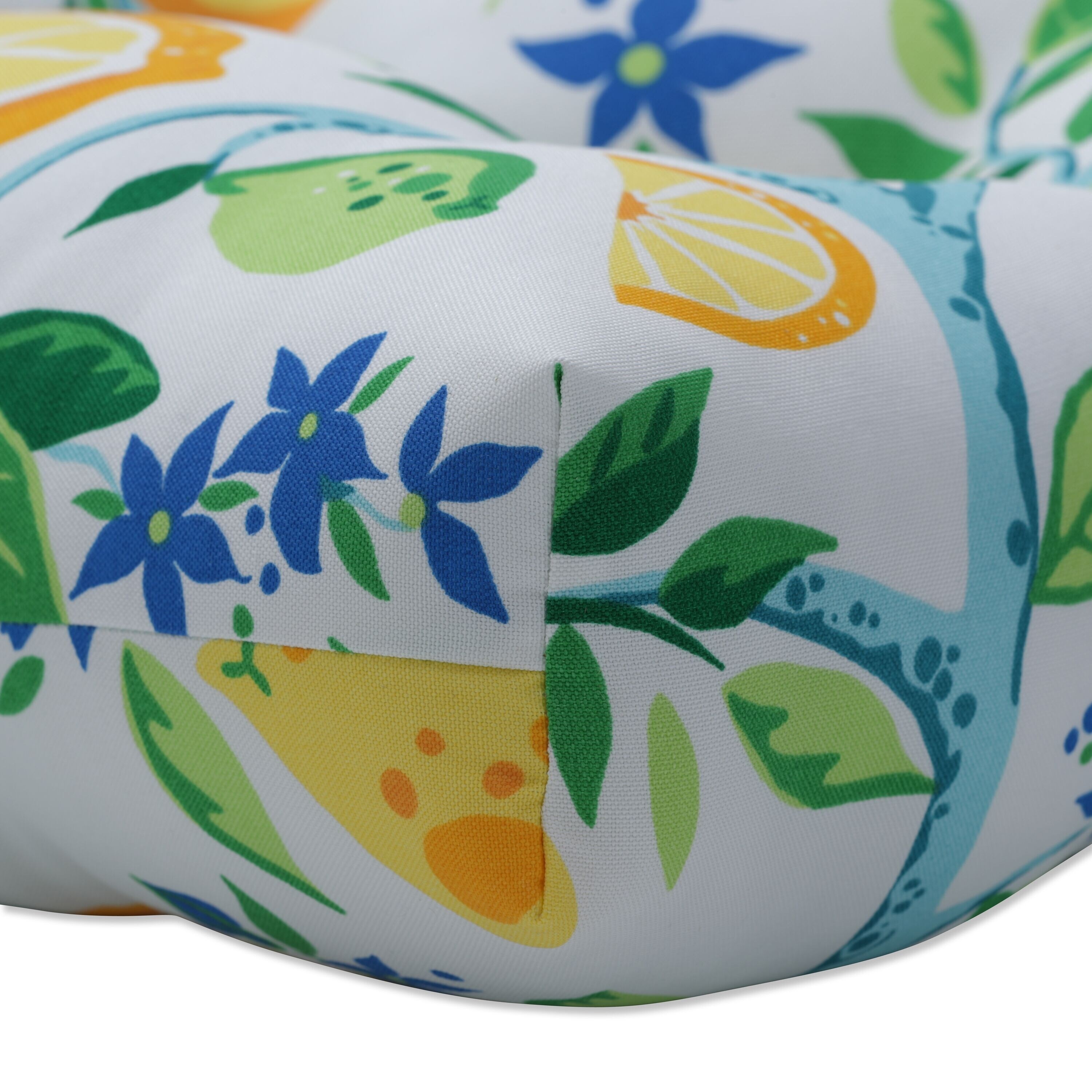 Pillow Perfect Outdoor Indoor Lemon Tree Yellow Outdoor Tufted